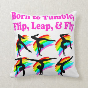 BORN TO TUMBLE GYMNASTICS DESIGN THROW PILLOW
