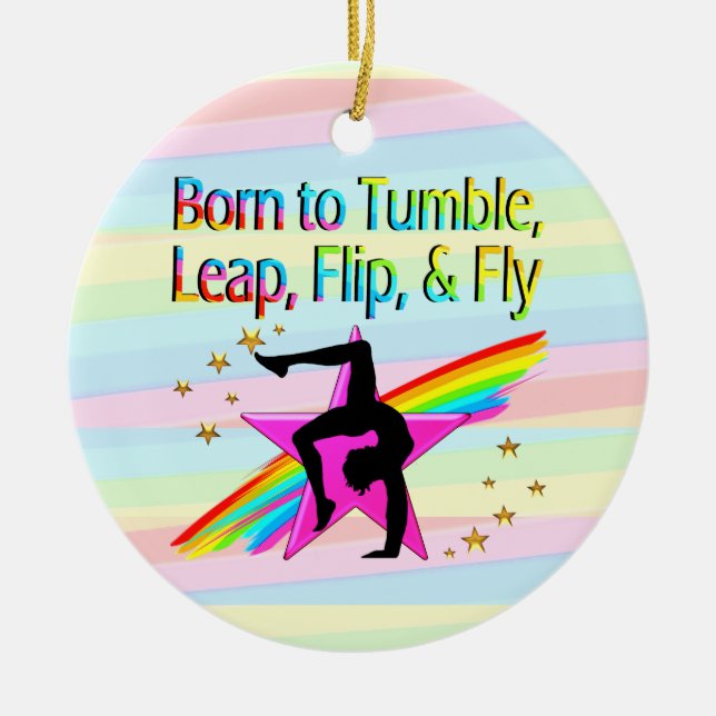 BORN TO TUMBLE GYMNASTICS ORNAMENT (Front)