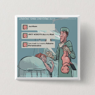 Born To Tweet Funny Cartoon 2 Inch Square Button