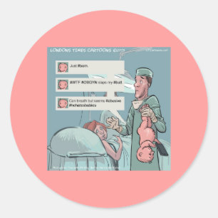 Born To Tweet Funny Cartoon Classic Round Sticker