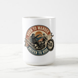 Born To Wander Driven To Ride Vintage Biker Coffee Mug