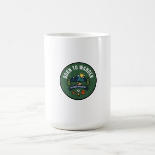Born to Wander Outdoor Adventure Mountain Badge  Coffee Mug