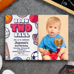 Born Two Ball Invitation with Photo