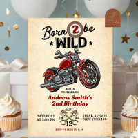 Born Two Be Wild Motorcycle 2nd Birthday Boy