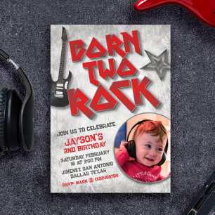 Born Two Rock with Picture Invitation