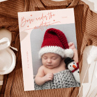 Born Under Mistletoe Peach Birth Announcement