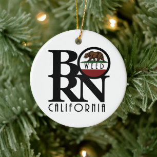 BORN Weed California Ceramic Ornament