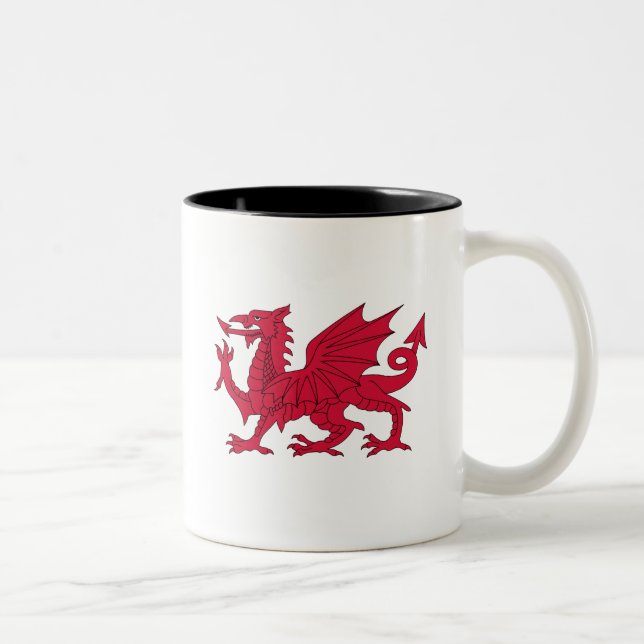 Born Welsh Poem with Dragon Two-Tone Coffee Mug (Right)