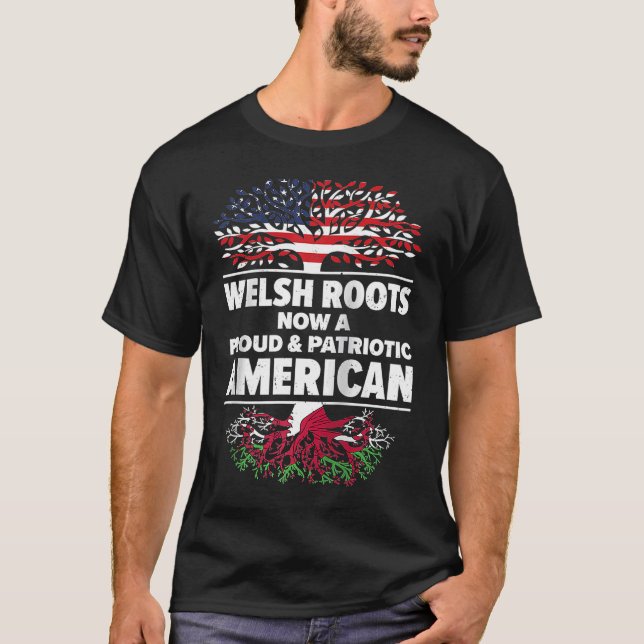 Born Welsh Wales American USA Citizenship Raglan B T-Shirt (Front)