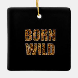 born wild cheetah tiger lion animal print leopard ceramic ornament