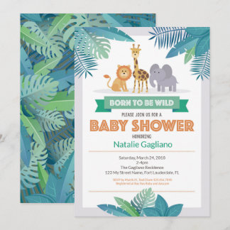Born Wild Jungle Safari Baby Shower Invitation