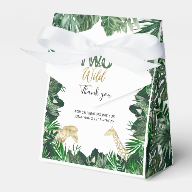 Born Wild Jungle Safari Themed 2nd Birthday Party Favor Box (Front Side)