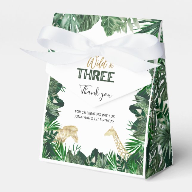 Born Wild Jungle Safari Themed 3rd Birthday Favor Box (Front Side)