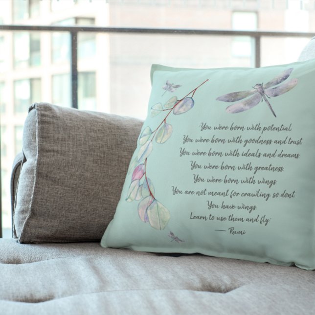 Born With Wings Rumi Quote  Throw Pillow (Creator Uploaded)