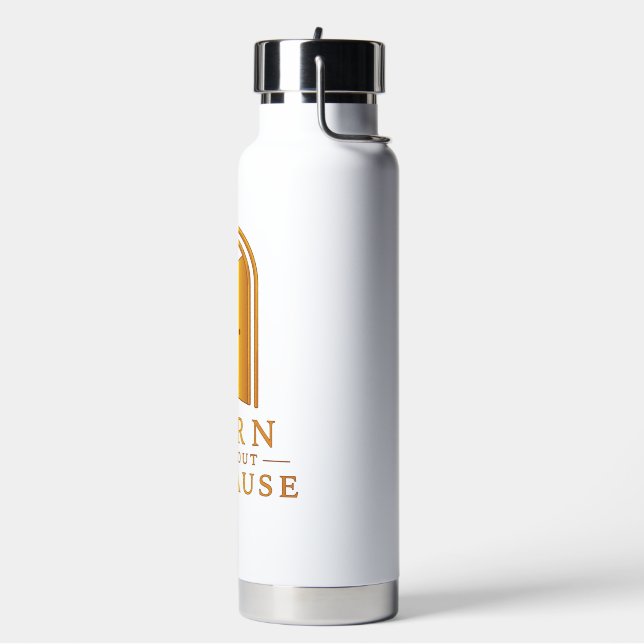 Born Without Applause Door & Feather Water Bottle (Left)