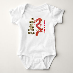 BORN Year Of The Dragon VERTICAL NAME Baby Bodysuit
