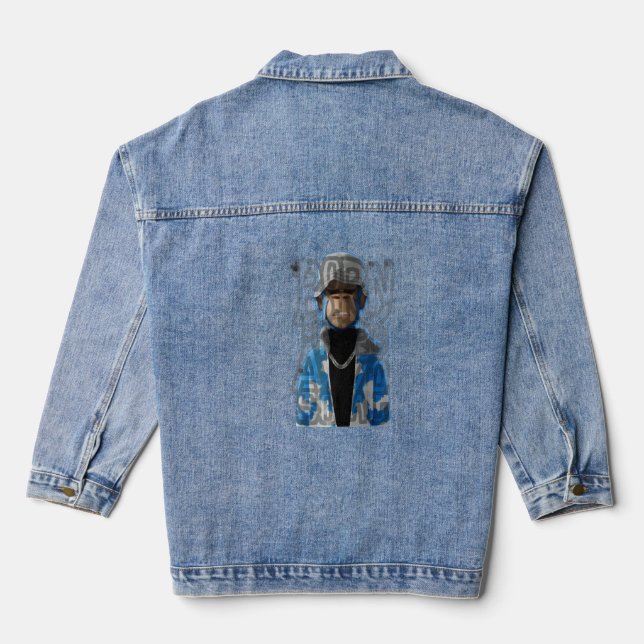 Borne To Be Awesome Monkey Money Cool Rich Guy Cha Denim Jacket (Back)