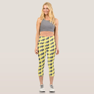 Bornean peacock-pheasant bird cartoon illustration capri leggings