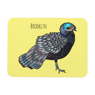 Bornean peacock-pheasant bird cartoon illustration magnet