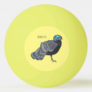Bornean peacock-pheasant bird cartoon illustration ping pong ball
