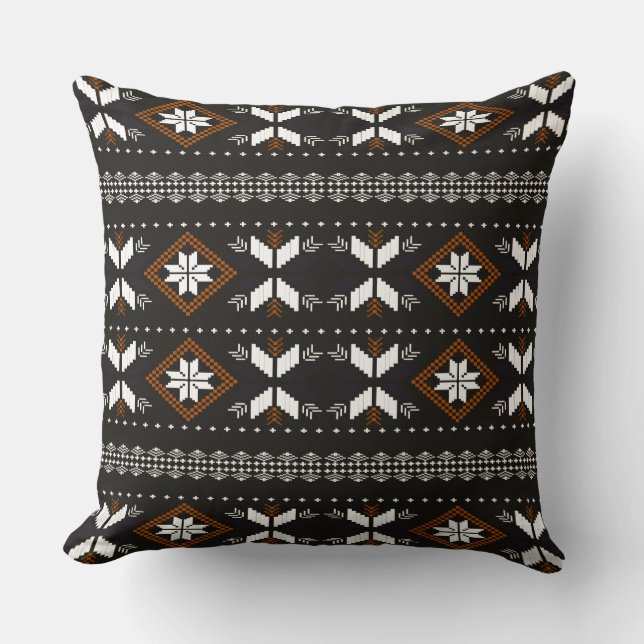 Borneo/Dayak tribal style pattern Throw Pillow (Front)