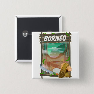 Borneo Jungle travel poster 2 Inch Square Button
