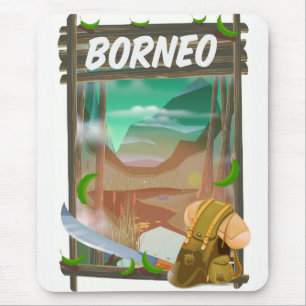 Borneo Jungle travel poster Mouse Pad