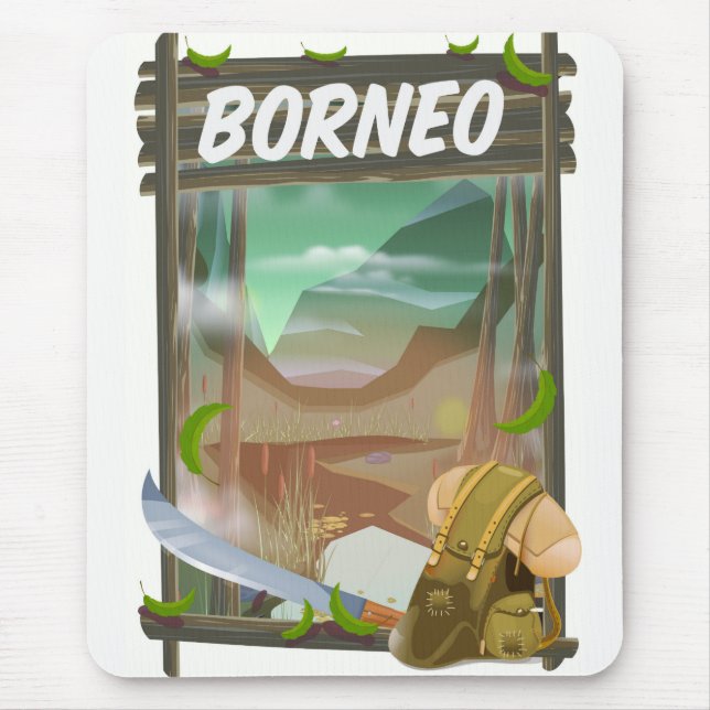 Borneo Jungle travel poster Mouse Pad (Front)