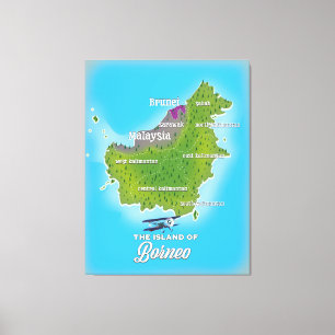 Borneo Map Canvas Print