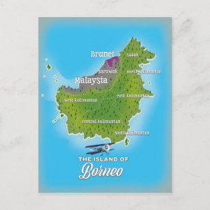 Borneo Map Postcard