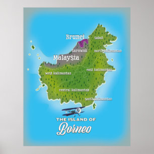 Borneo Map Poster