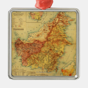 BorneoPanoramic MapBorneo Metal Ornament