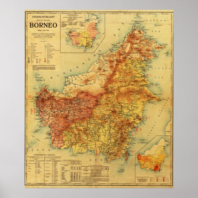 BorneoPanoramic MapBorneo Poster (Front)