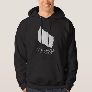 Bornholm Denmark Island Coordinates Dansk Card Hoodie