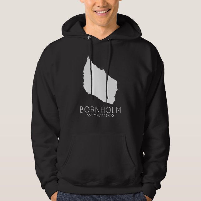 Bornholm Denmark Island Coordinates Dansk Card Hoodie (Front)