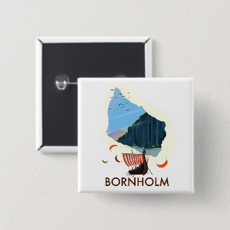 Bornholm Island Viking map 2 Inch Square Button