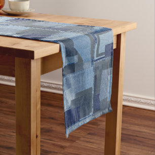 Boro Boro Blue Jean Patchwork Denim Shibori Medium Table Runner