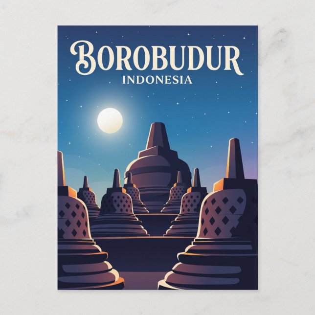 Borobudur Temple Indonesia Postcard (Front)