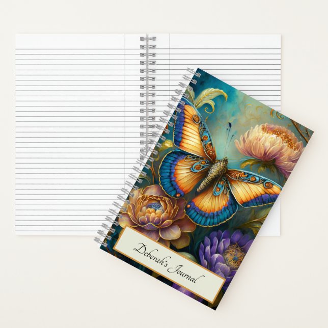Boroque flowers and butterfly personalized notebook (Inside)