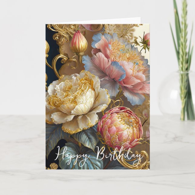 Boroque flowers birthday card (Front)