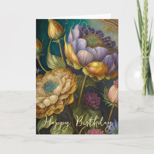 Boroque flowers birthday card (Front)