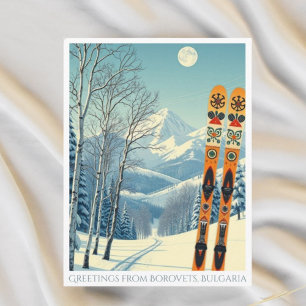 Borovets, Bulgarie Rétro vacances ski Carte postal