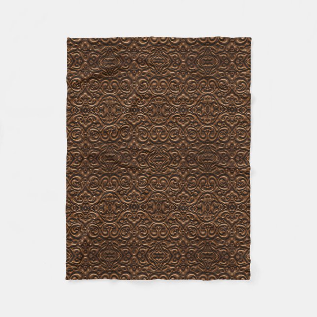 Borre Viking Style Faux Leather Pattern Fleece Blanket (Front)