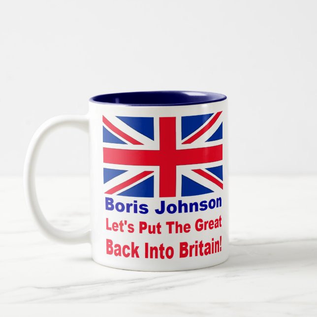 Borris Johnson Let's put the Great back in Britain Two-Tone Coffee Mug (Left)