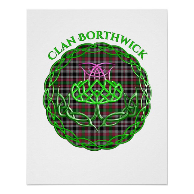 Borthwick Scottish Tartan Celtic Thistle Poster (Front)