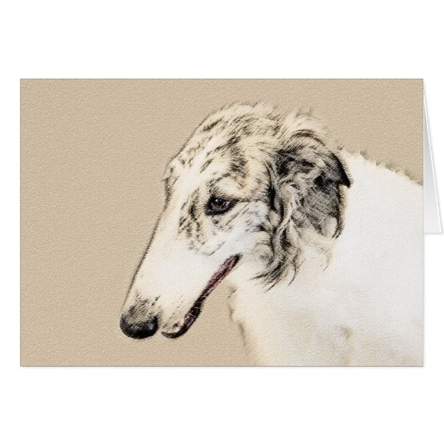 Borzoi (Argent Brindle) Peinture Chien Art origina (Devant horizontal)