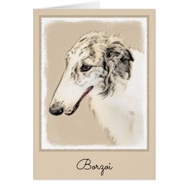 Borzoi (Argent Brindle) Peinture Chien Art origina (Devant)