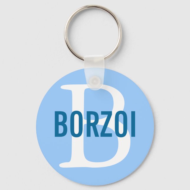 Borzoi Breed Monogram Design Keychain (Front)