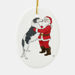 Borzoi Christmas Greeting Ceramic Ornament