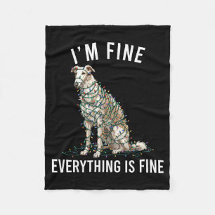 Borzoi Christmas I'm Fine Everything Is Fine  Fleece Blanket